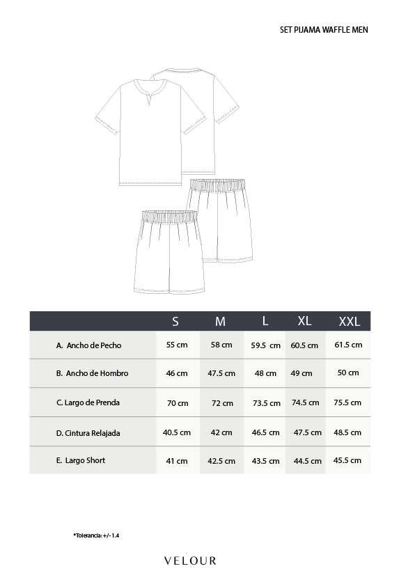 Set Pijama Waffle Men | White