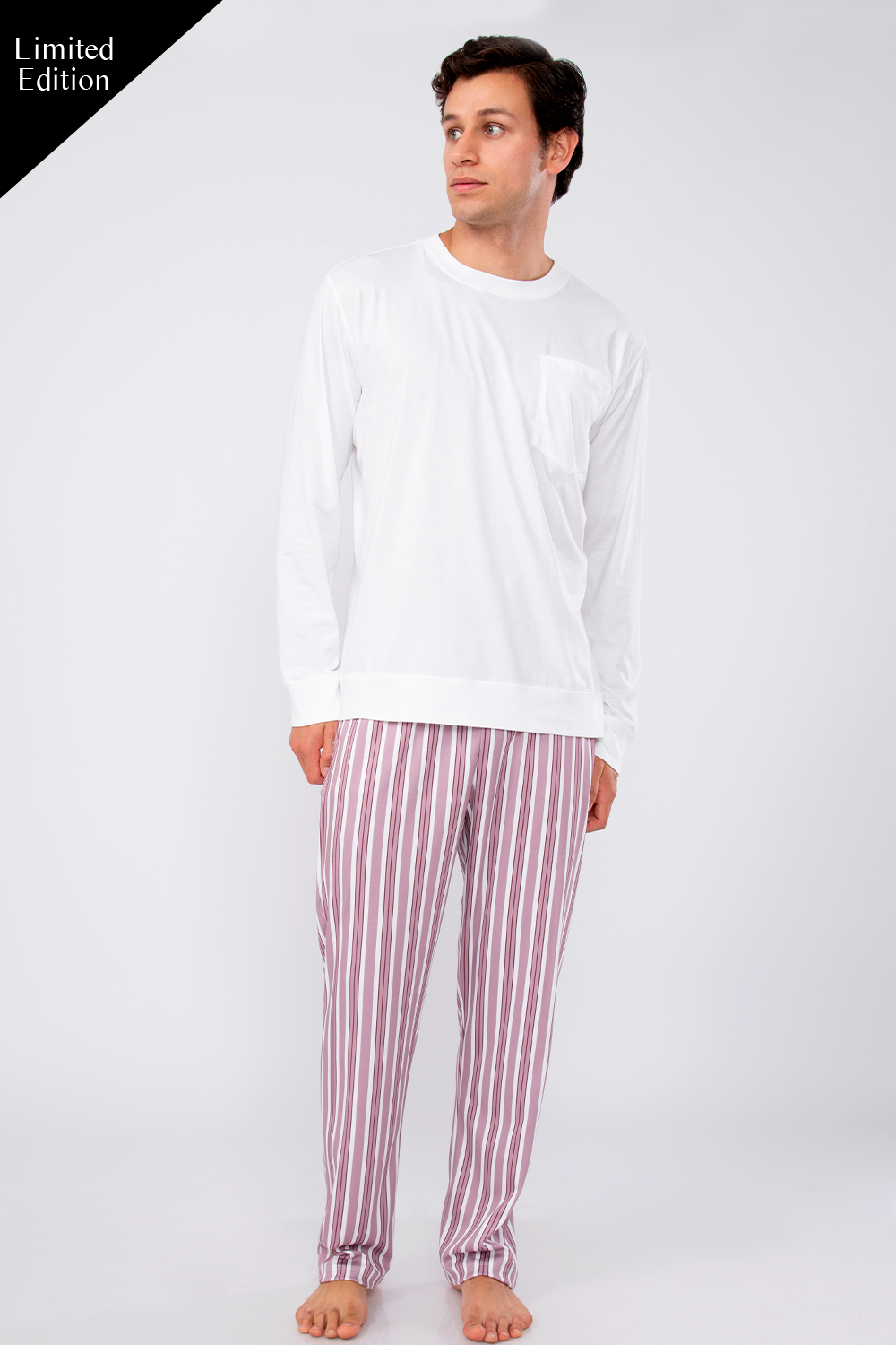 Pijama Classic Men ML | Rayado Malva
