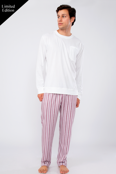 Pijama Classic Men ML | Rayado Malva