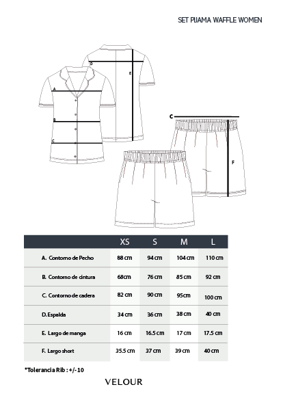 Set Pijama Waffle Women | White