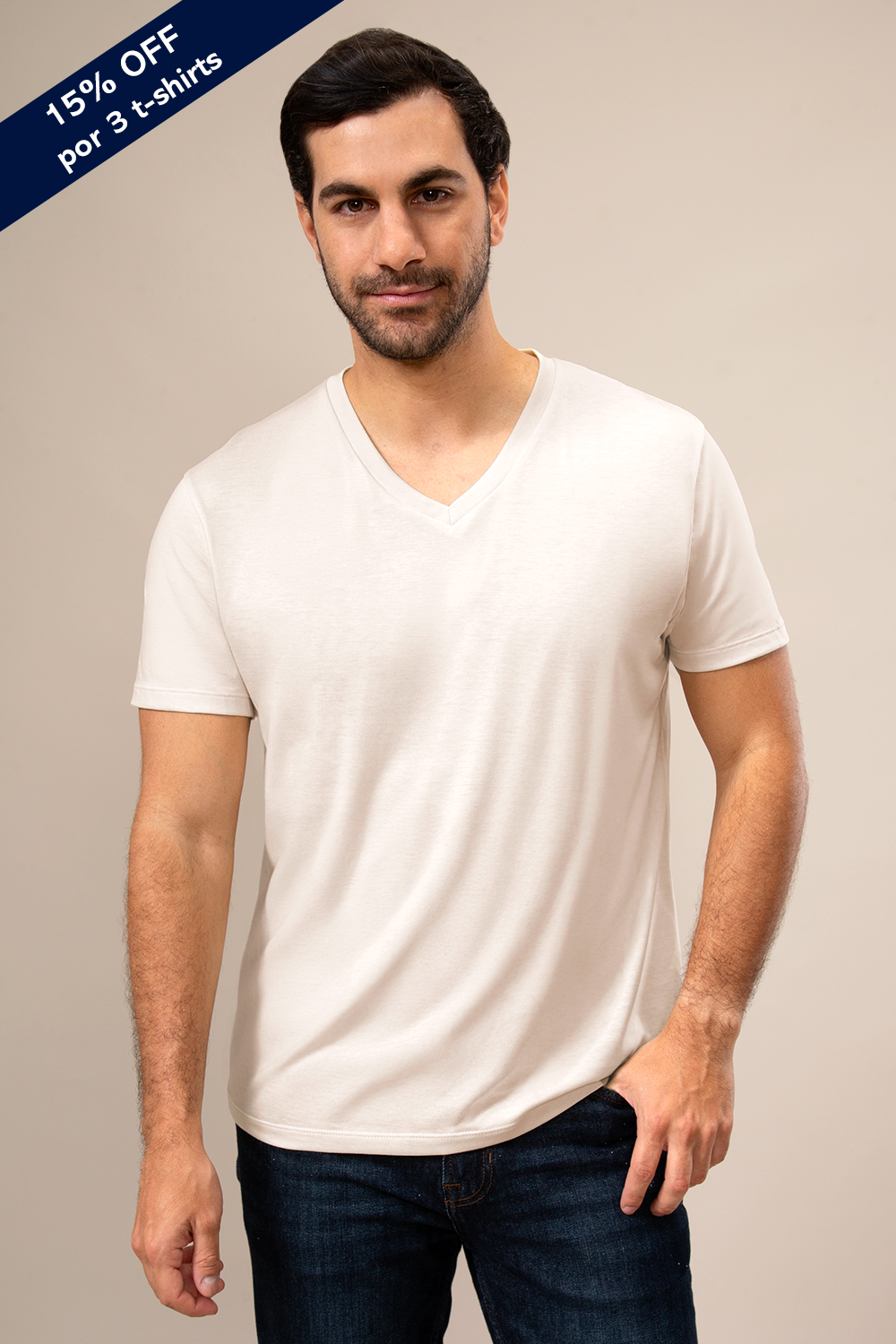 T-shirts V Lightweight M - Oatmeal