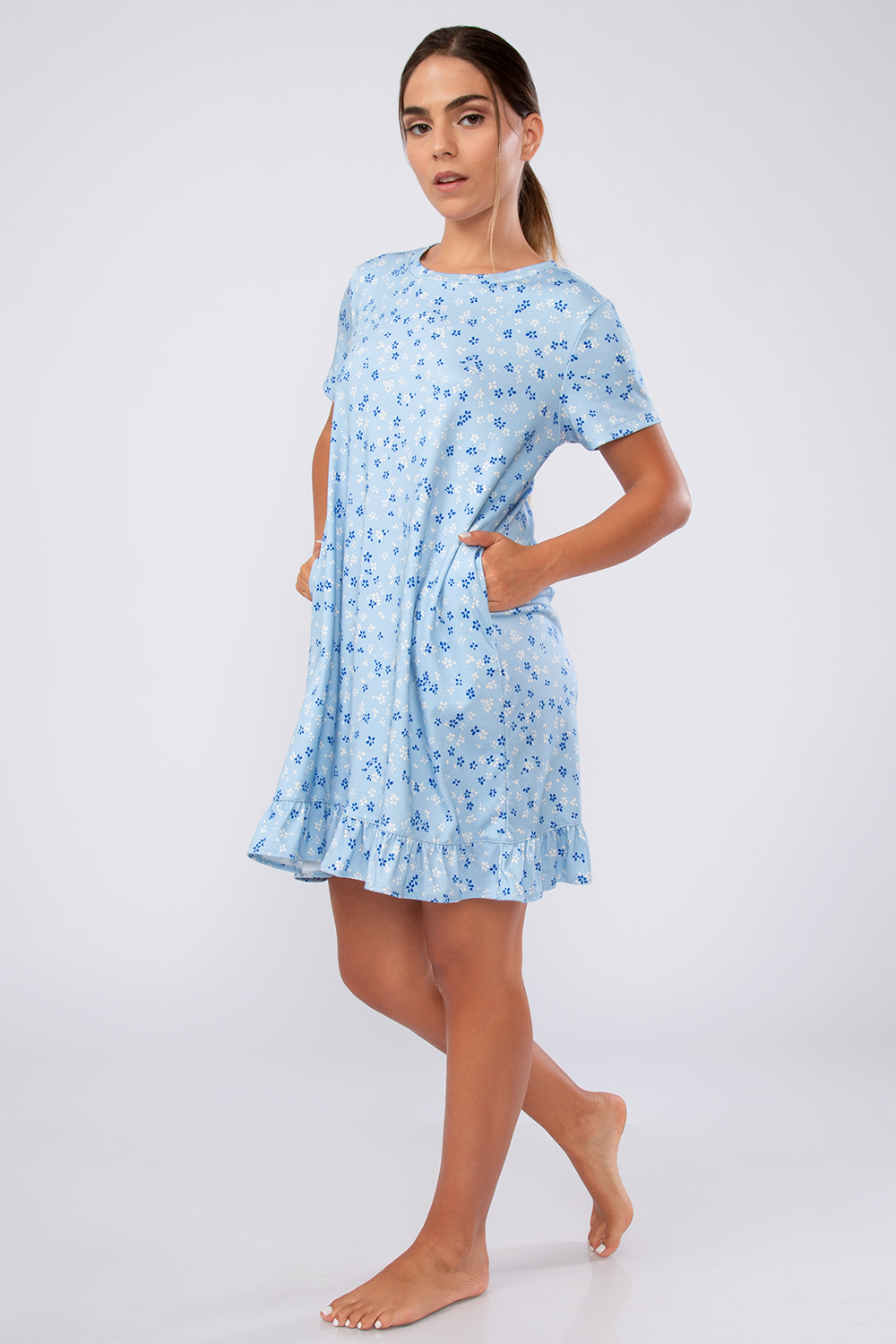 PIJAMA DRESS PRINT CELESTE