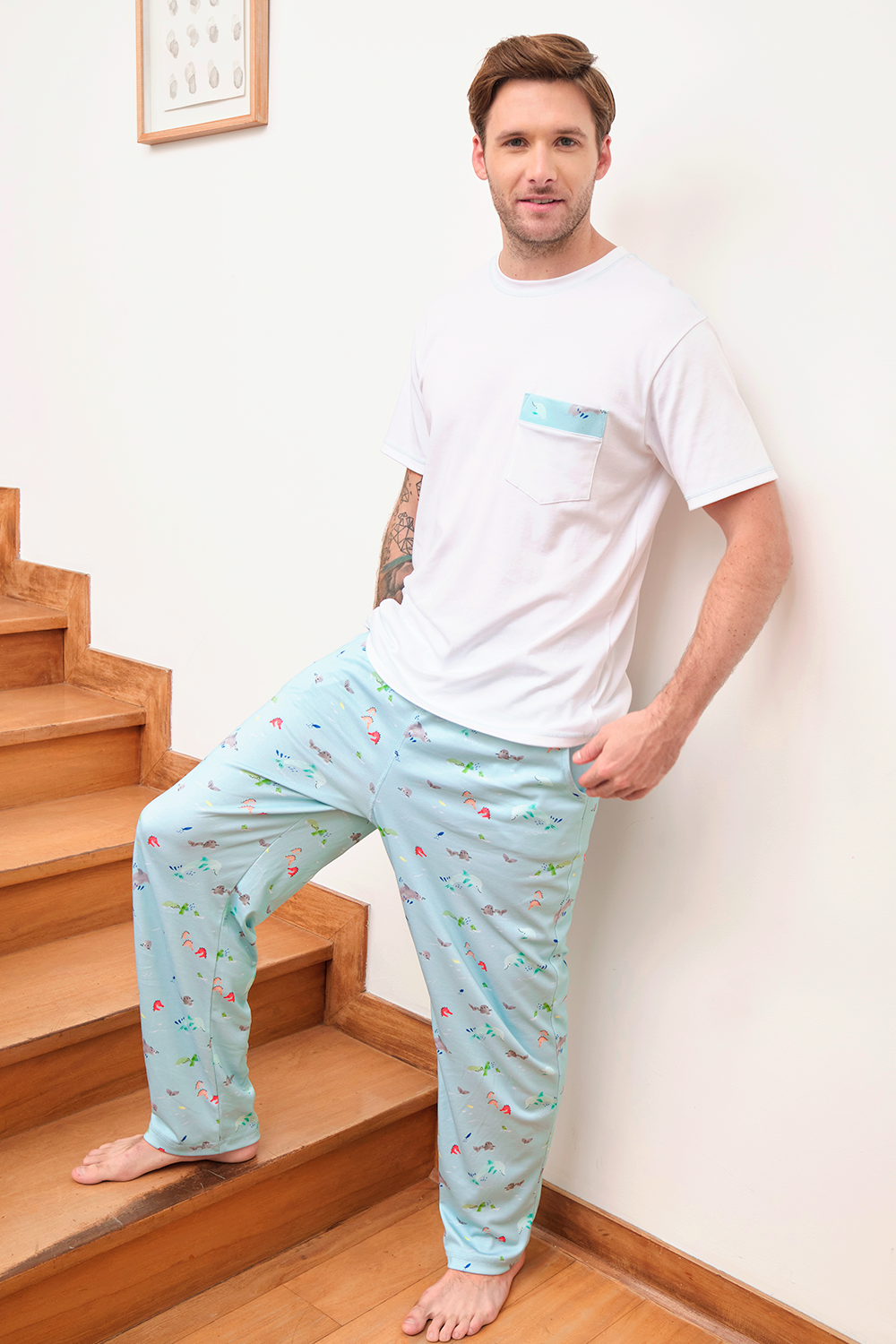 PIJAMA HOMBRE C/PANT AQUA JOY