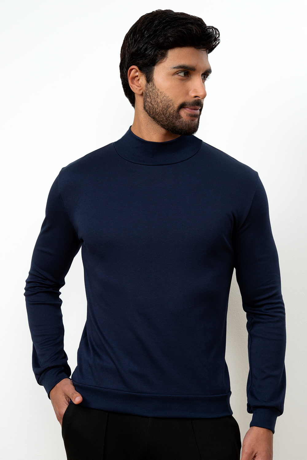 HIGH NECK ML SEMI SLIM FIT MARINE