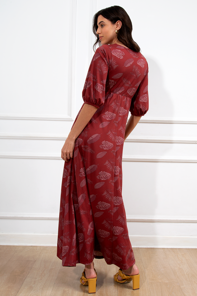 MAXIDRESS WINE LEAVES PRINT